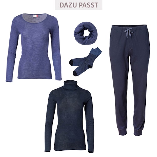 Damen Wolle Seide Langarmshirt