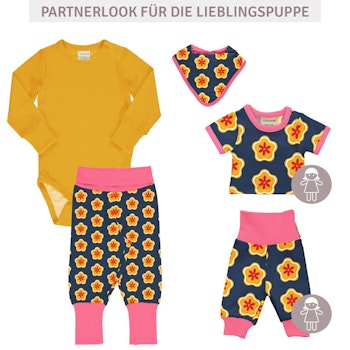 Puppenkleidung T-Shirt Blumen navy