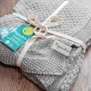 Vorschaubild Edle Babydecke gestrickt grau Biobaumwolle