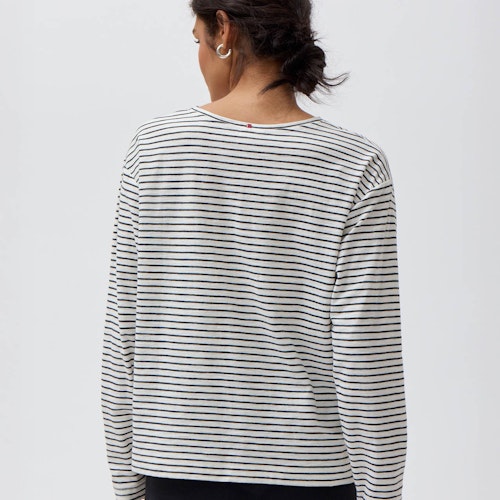 Damen Langarmshirt Ringel schwarz