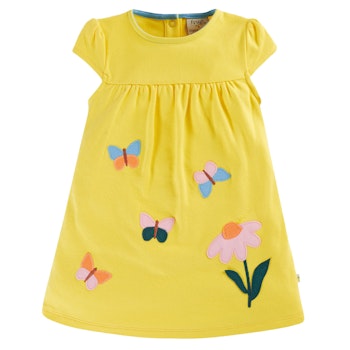 Schmetterling Blumen Sommerkleid gelb