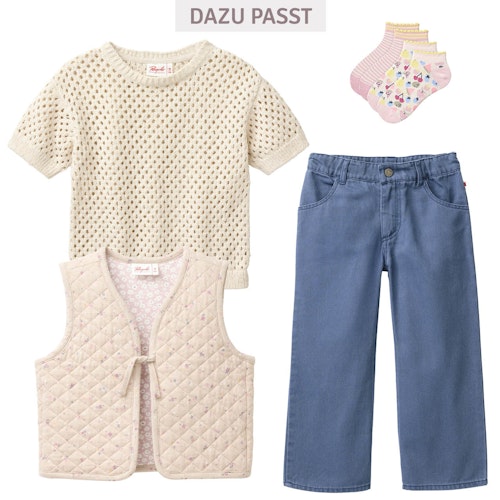 Strick Kurzarm-Pullover beige