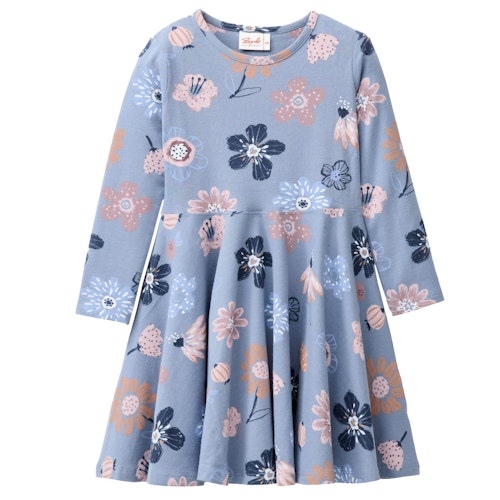 Langarm Flatterkleid Herbstblumen