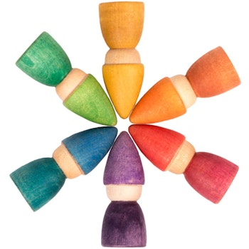 Rainbow Tomtens – 6 bunte Holzfiguren ab 12 Monaten