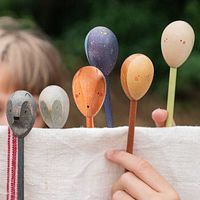 6 Zwillingsseelenpuppen inkl. Holzhalter