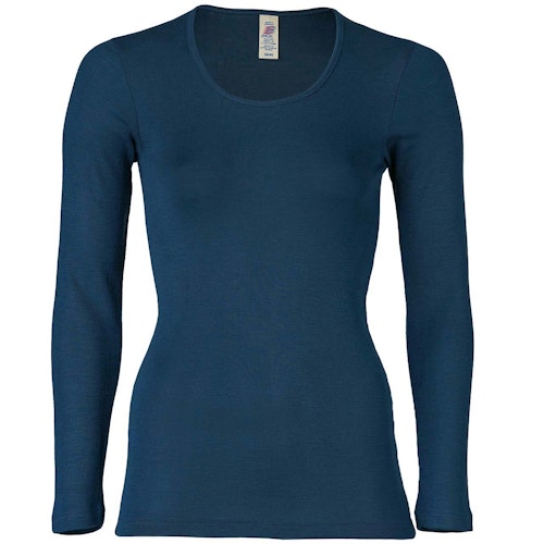 Damen Wolle Seide Langarmshirt