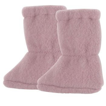 Wolle Babyschuhe als Socke mauve