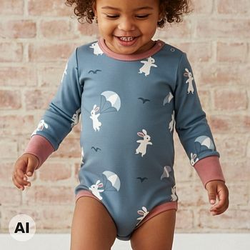 Body langarm Hasen blau
