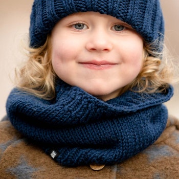 Schlauschal gestrickt Wolle 5-14 Jahre marine