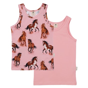 Baumwoll Unterhemden im Doppelpack rosa Pferde
