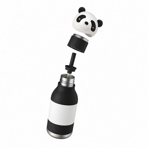 Bestie Bottle Edelstahltrinkflasche mit Trinkhalm Panda 460 ml