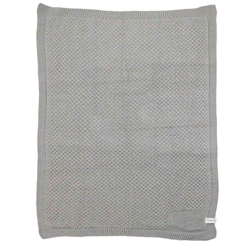 Edle Babydecke gestrickt grau Biobaumwolle