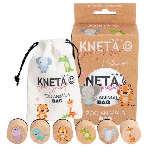 Knetstempel Holz 6er-Set Zootiere