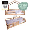 Vorschaubild Montessori Bett 120x200 natur – Bodenbett mit Rausfallschutz