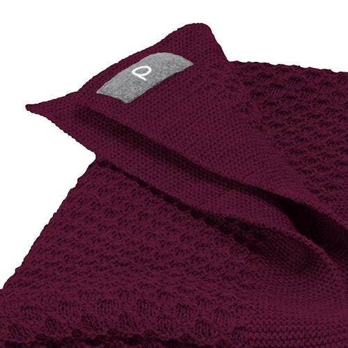 Kuschelige Waben Strickdecke Wolle 80x100 cm cassis