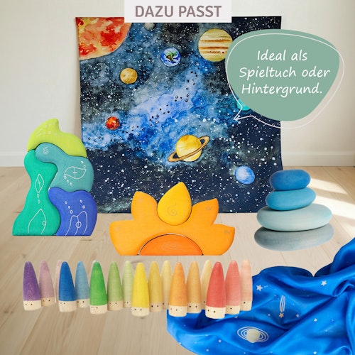 Spieltuch Bio-Baumwolle Sonnensystem groß 140 x 140 cm