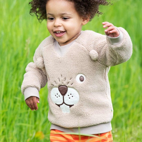Weicher Fleece Pullover Bibergesicht