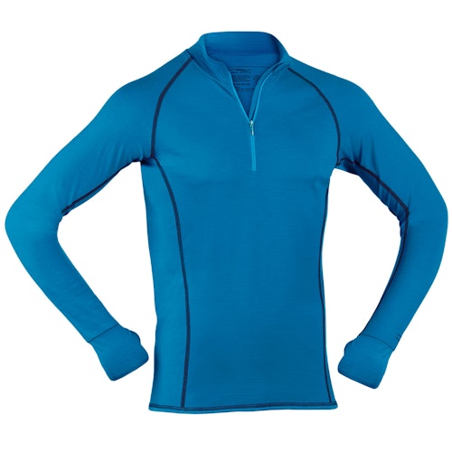 Herren Wolle Seide Zip-Shirt langarm
