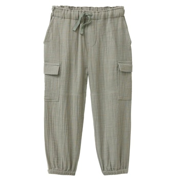 Leichte Musselin Cargohose khaki