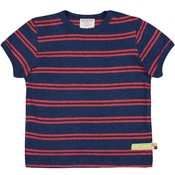 Leichtes Leinen Shirt kurzarm Streifen dunkelblau