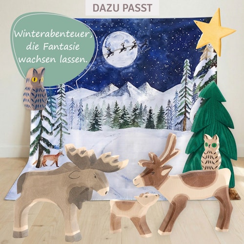 Renkalb Holzfigur 7 cm