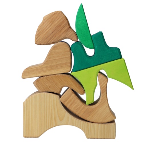 Bauspiel grün 8 Teile im Rahmen 18,6 x 18,6 cm