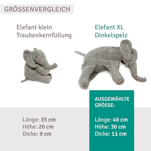 XL Kuscheltier & Wärmekissen Elefant 46 Dinkelspelz