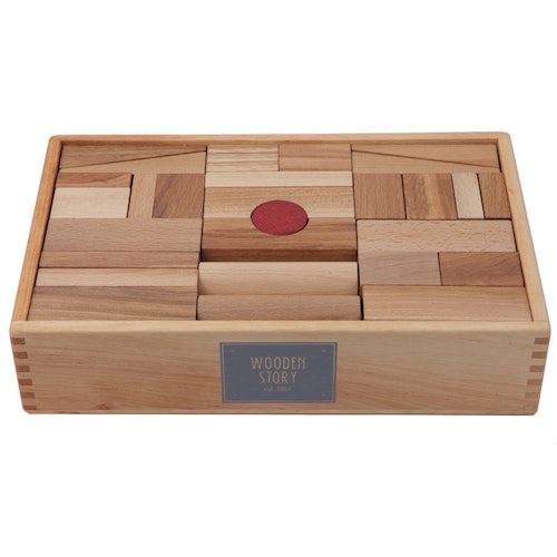 63 natürliche Bauklötze mit Box