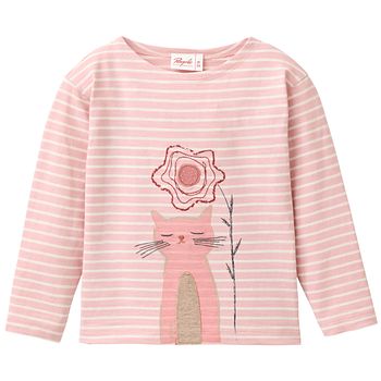 Süßes Langarmshirt Katze rosa gestreift