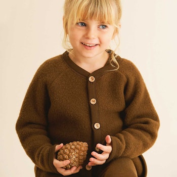 Warme Woll Fleece Jacke braun