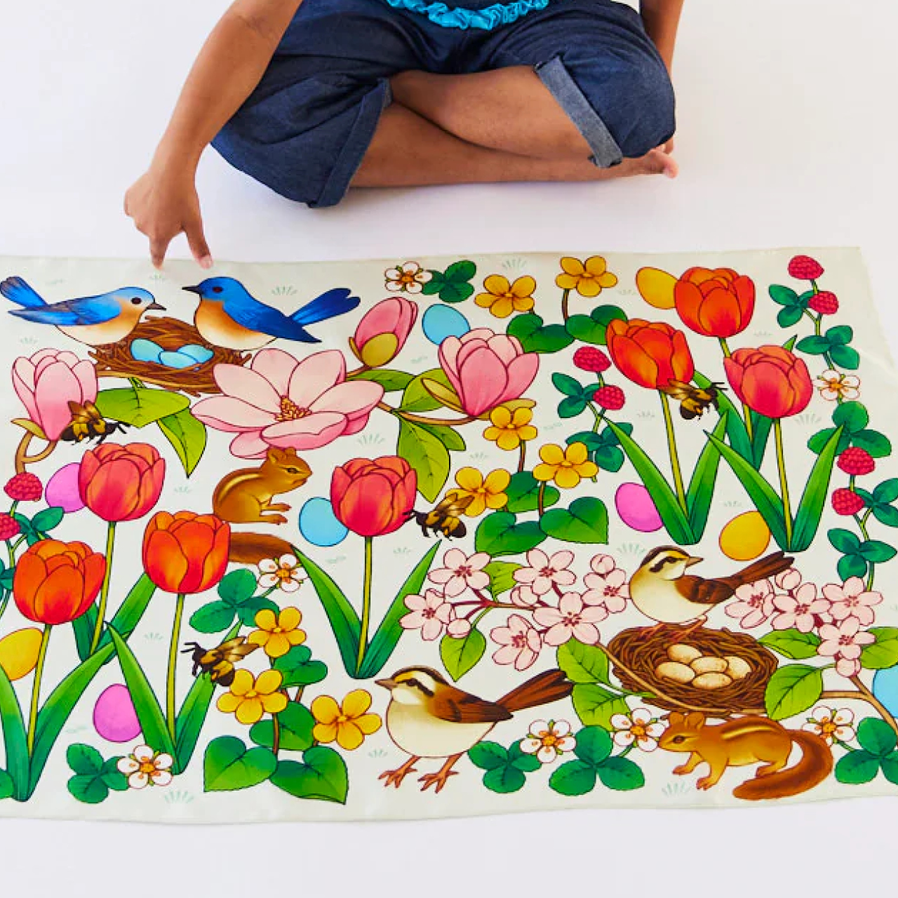 Spieltuch Seide Frühling Ostern Suchbild 53 x 71 cm