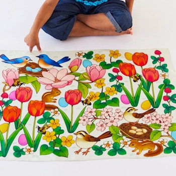 Spieltuch Seide Frühling Ostern Suchbild 53 x 74 cm