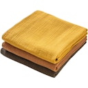 Vorschaubild Mulltuch 3er Pack 65 x 65 cm khaki, karamell, senfgelb