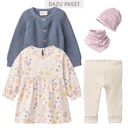 Vorschaubild Langarm Flatterkleid Blumenmotive puderrosa