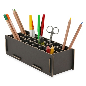 Stiftebox XL grau – Holz Stiftehalter zum Zusammenstecken