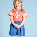 Vorschaubild Edles Mädchenkleid Aloha-Muster Rüschen