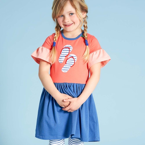 Edles Mädchenkleid Aloha-Muster Rüschen