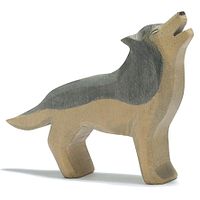 Wolf heulend Holzfigur 8 cm