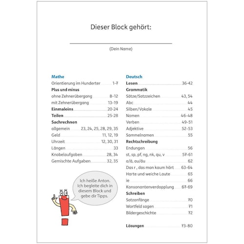 Quer durch die 2. Klasse Mathe & Deutsch Übungsblock