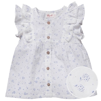 Leichte gewebte Bluse Blümchen weiß