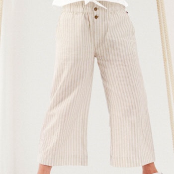 Weite 7/8 Jeans Hose beige gestreift