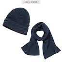 Vorschaubild Warmer Damen Strickschal dunkelblau melange