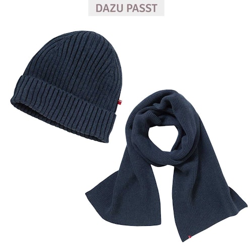 Warmer Damen Strickschal dunkelblau melange