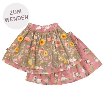 Popeline Wenderock Wiesenblumen- Pferdedruck