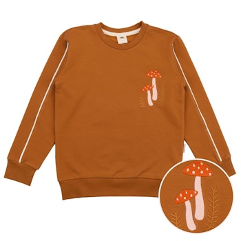 Sweatshirt braun Pilz-Motiv