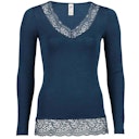 Vorschaubild Damen Wolle Seide Langarmshirt mit Spitze