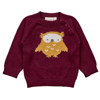 Baby Strickpullover bordeau Eule