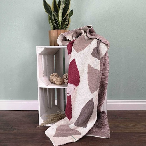 Dicke Babydecke Strick Zwerge und Schnecken 90 x 105 cm
