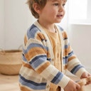 Vorschaubild Edle Strickjacke Musterstrick dunkelblau