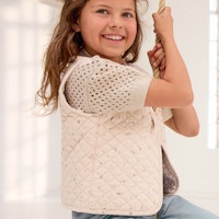 Wende-Steppweste beige mit Blümchen